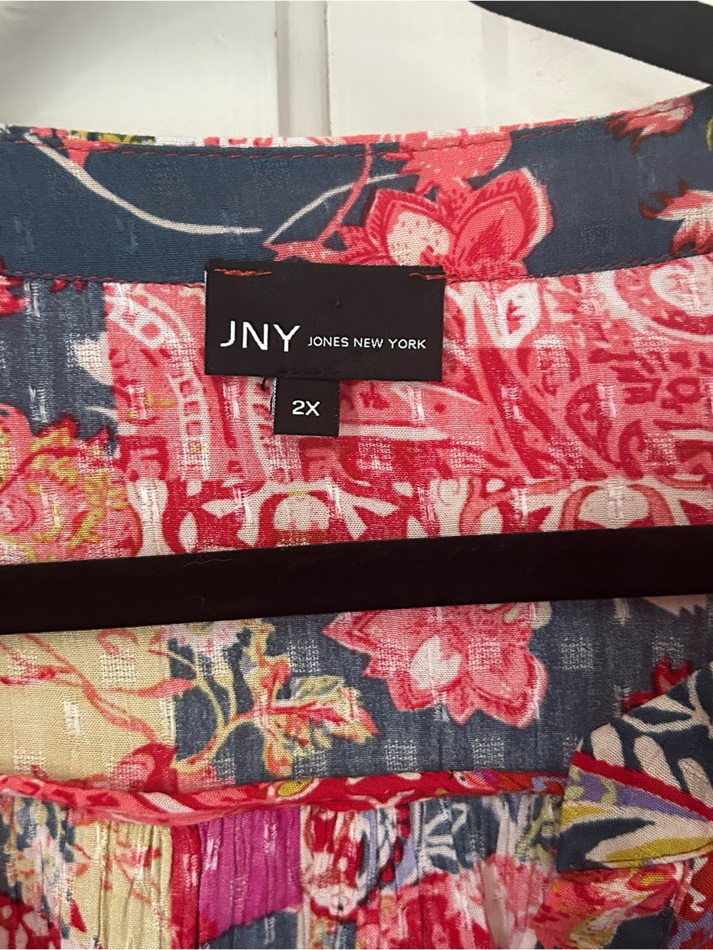 Jones New York Multicolor Floral Patchwork Tunic - Pink, Navy, Lime - Picture 2 of 3